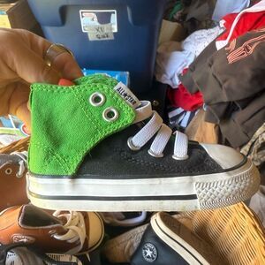 Converse Green and Black High-Top Sneakers with Canvas Material